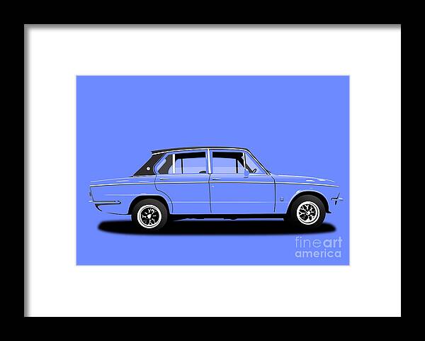 Sports Car Framed Print featuring the digital art Triumph Dolomite Sprint. Sky Blue Edition. Customisable to YOUR colour choice. by Moospeed Art