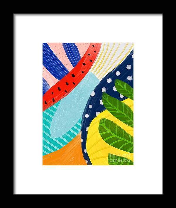 Abstract Framed Print featuring the digital art Tropical Fever - Modern Colorful Abstract Digital Art by Sambel Pedes