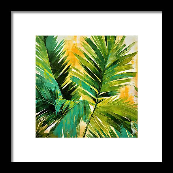 Tropical Leaves Framed Print featuring the digital art Tropical Leaves by Lourry Legarde