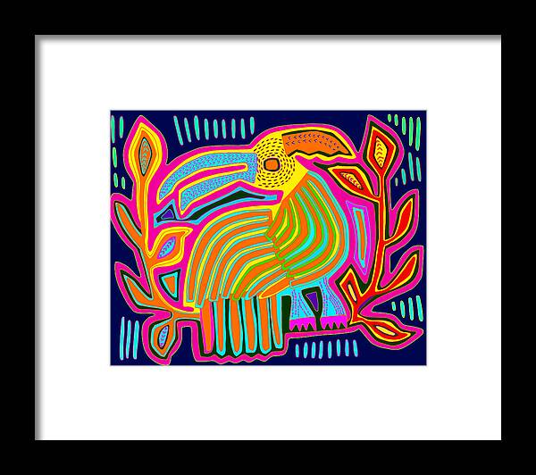 Pajaro Framed Print featuring the digital art Tropical Pajaro Mola by Vagabond Folk Art - Virginia Vivier