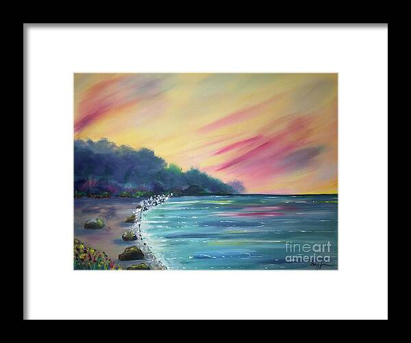 A Print Of An Original Painting “tropical Peace”. Framed Print featuring the painting Tropical Peace by Stacey Zimmerman
