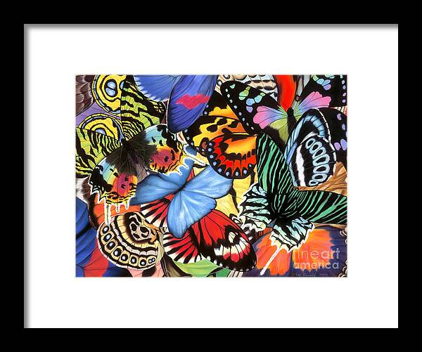 Butterflies Framed Print featuring the painting Tropical Wings by Lucy Arnold