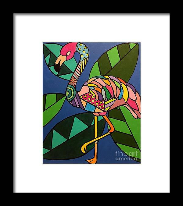 Pop Art Framed Print featuring the painting Tropicana Flamingo by Elena Pratt