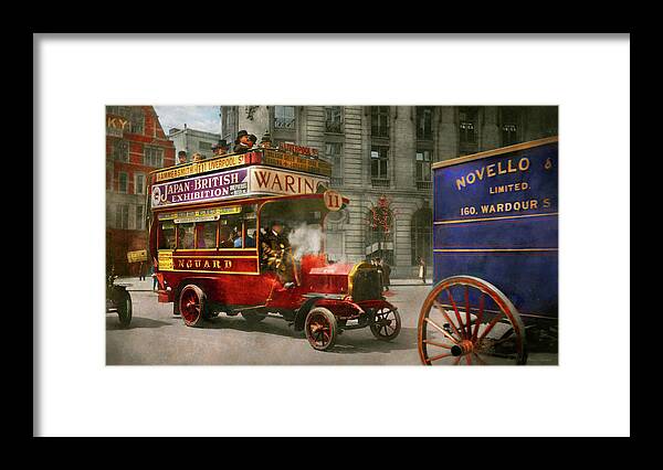 London Framed Print featuring the photograph Truck - Bus - The London motor bus 1915 by Mike Savad