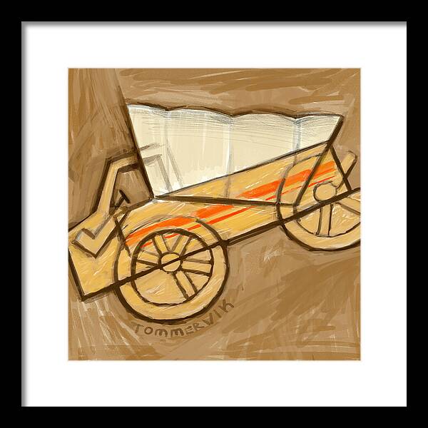 Covered Wagon Framed Print featuring the painting Covered Wagon Pickup Truck by Tommervik