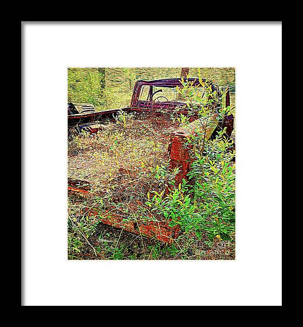Trucks Framed Print featuring the mixed media Trucking No More by DB Hayes