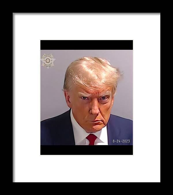 Trump Mugshot Framed Print featuring the digital art Trump Fulton County Mugshot by Flippin Sweet Gear