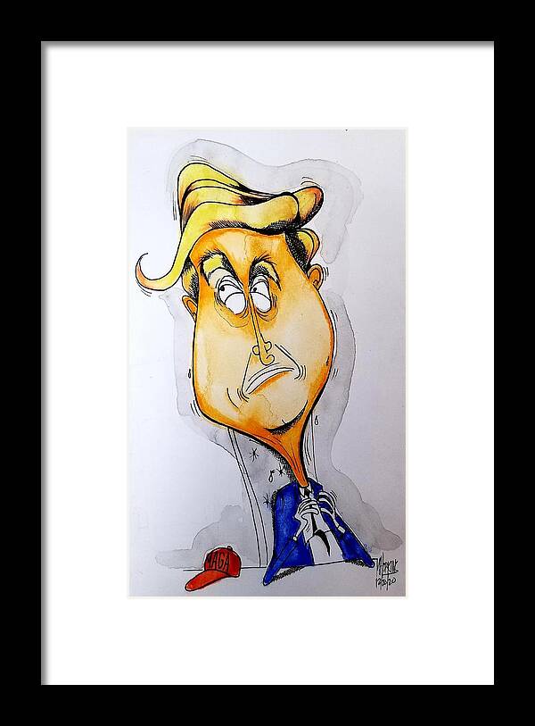 Trump Framed Print featuring the drawing Trump'd by Michael Hopkins