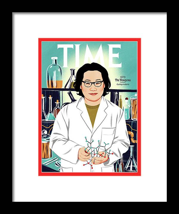 Time Framed Print featuring the photograph Tu Youyou, 1979 by Illustration by Bijou Karman for TIME
