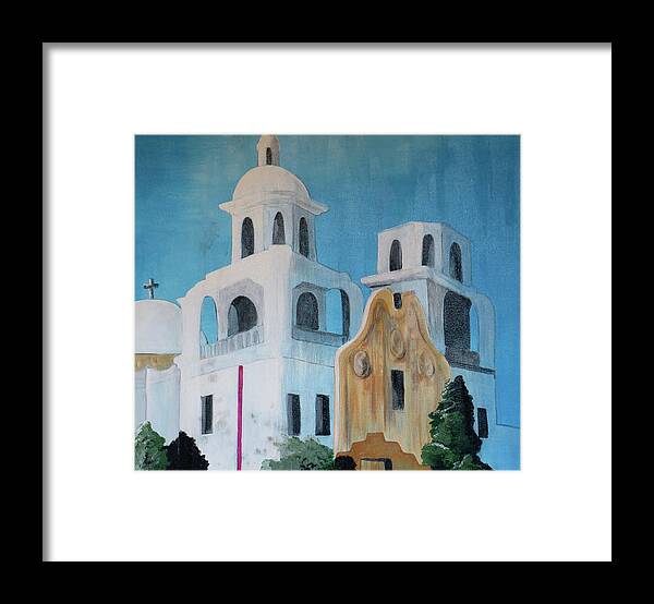 Tucson Framed Print featuring the painting Tucson Church Two by Ted Clifton