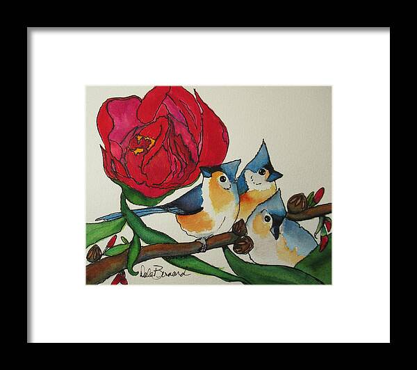 Tuffies Framed Print featuring the painting Tufted Trio by Dale Bernard