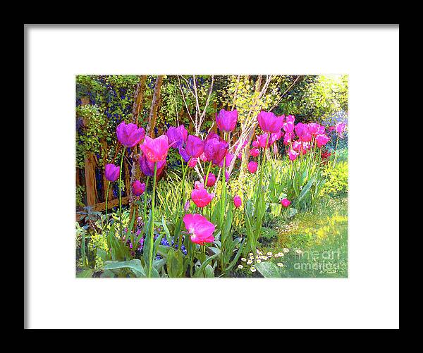 Floral Framed Print featuring the painting Tulip Beauties by Jane Small