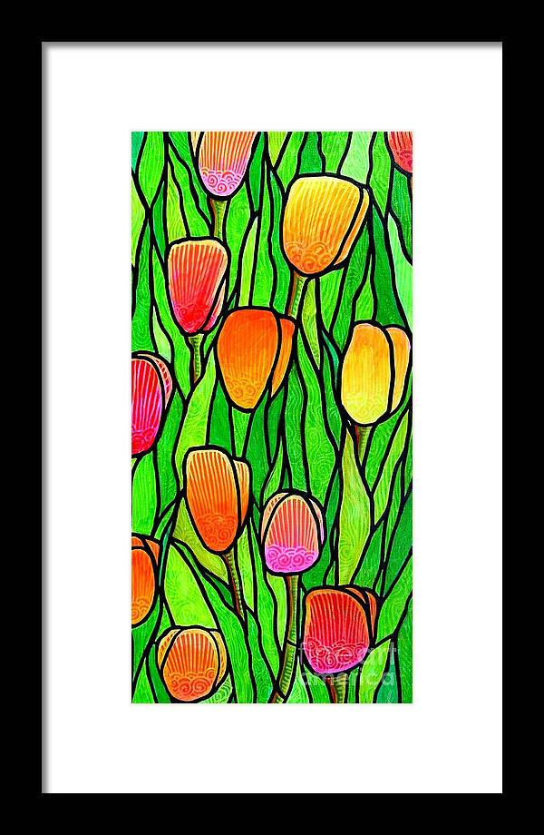 Tulips Framed Print featuring the painting Tulip Garden 2 by Jim Harris
