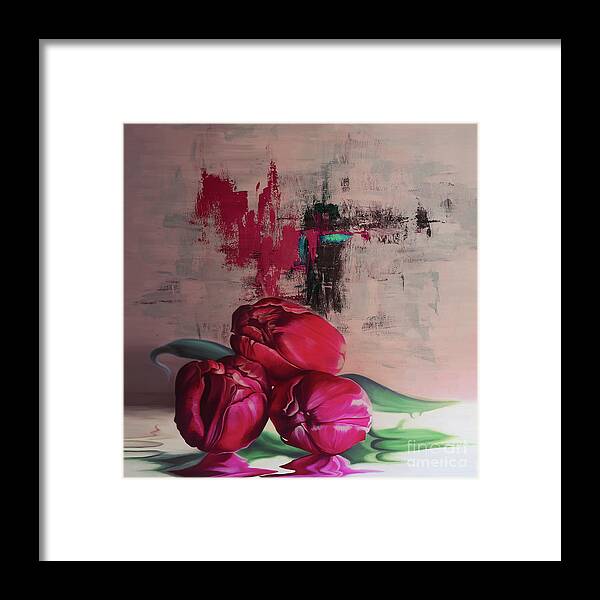 Tulip Framed Print featuring the painting Tulip on the floor by Gull G