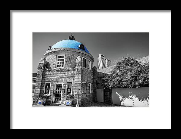 Tulsa Blue Dome Framed Print featuring the photograph Tulsa Blue Dome District - Selective Coloring by Gregory Ballos