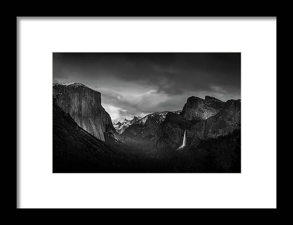 Ansel Adams Framed Print featuring the photograph Tunnel View in Yosemite by Serge Ramelli