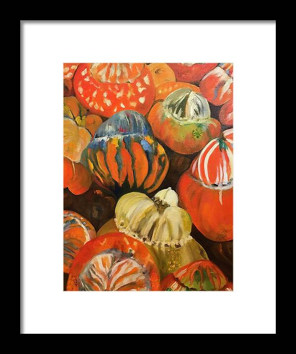Turban Squash Framed Print featuring the painting Turbans From My Fall Garden by Juliette Becker