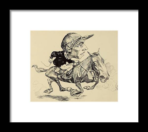 Illustration Framed Print featuring the drawing Turf in Caricature 1900 - Burns by Jesse Anderson