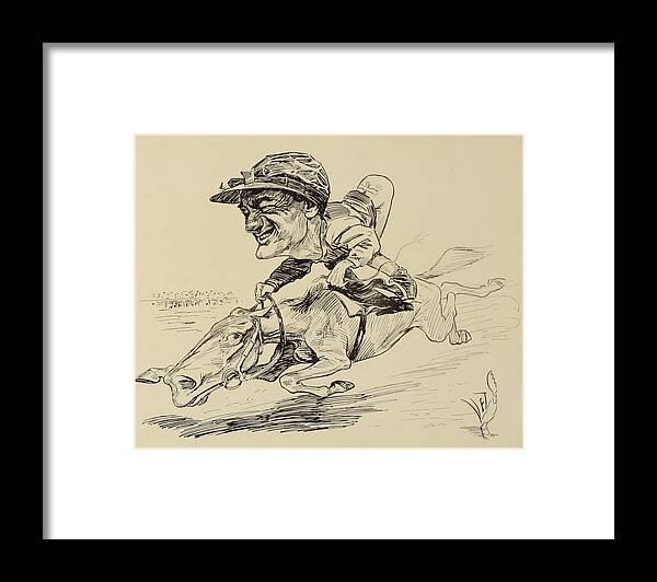 Illustration Framed Print featuring the drawing Turf in Caricature 1900 - Matthews by Jesse Anderson