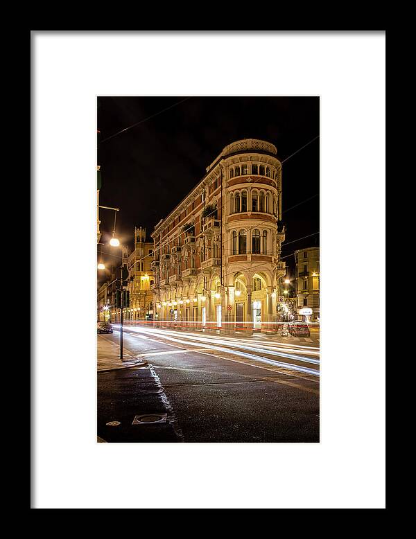 Italy Framed Print featuring the photograph Turin, Italy at night by Craig A Walker