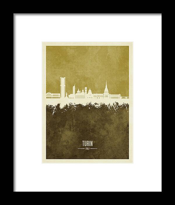 Turin Framed Print featuring the digital art Turin Italy Skyline #34 by Michael Tompsett