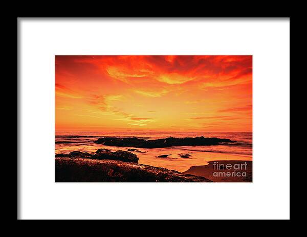 Dramatic Framed Print featuring the photograph Turn up the heat Seascape by Abigail Diane Photography