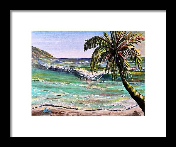 Palm Framed Print featuring the painting Turquoise Bay by Kelly Smith