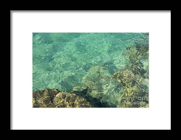 Turquoise Framed Print featuring the photograph Turquoise blue water on the Mediterranean coast by Adriana Mueller