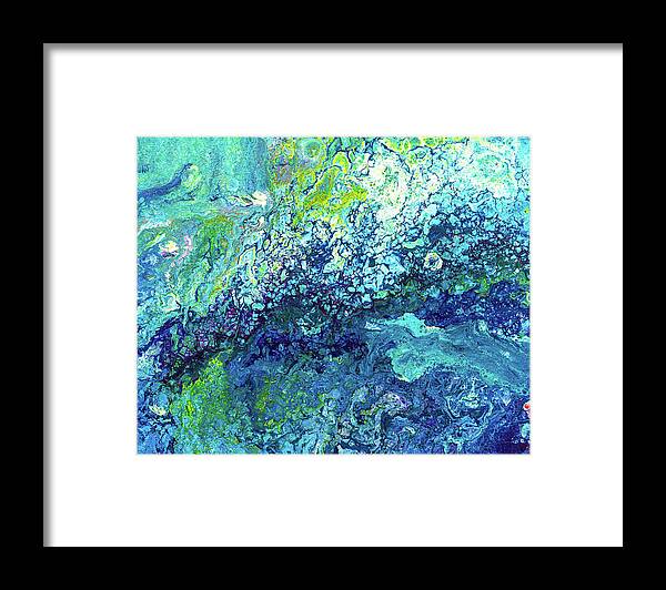 Turquoise Framed Print featuring the painting Turquoise Flow by Maria Meester