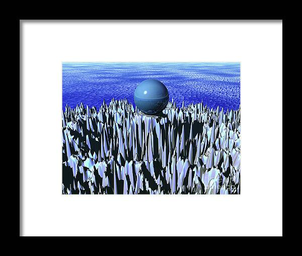Landscape Framed Print featuring the digital art Turquoise Sphere by Phil Perkins
