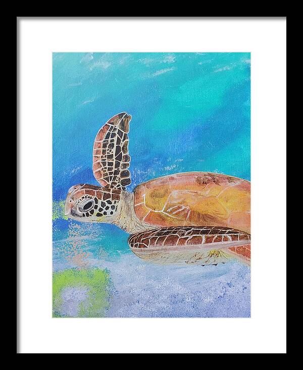 Sea Turtle Framed Print featuring the painting Turtle #2 by April Clay