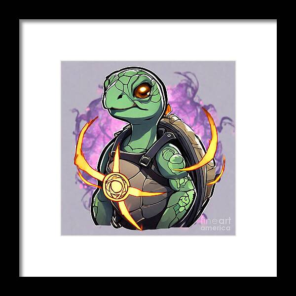 Turtle Framed Print featuring the drawing Turtle as Katniss' mockingjay pin by Adrien Efren