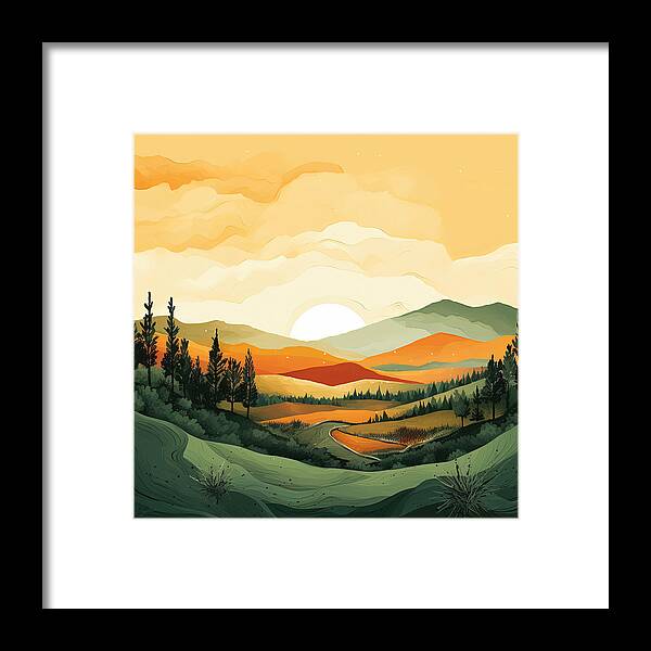 Dark Green Art Framed Print featuring the painting Tuscan Tranquility by Lourry Legarde