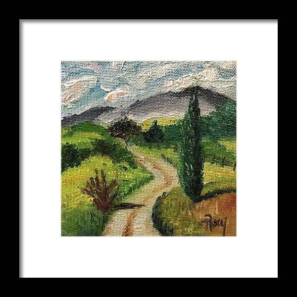 Tuscany Framed Print featuring the painting Tuscan Winding Road by Roxy Rich