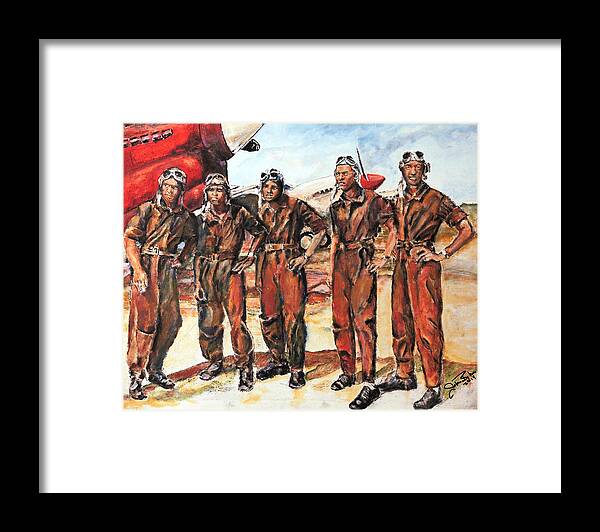 Tuskegee Airmen Framed Print featuring the painting Tuskegee Airmen by John Bohn