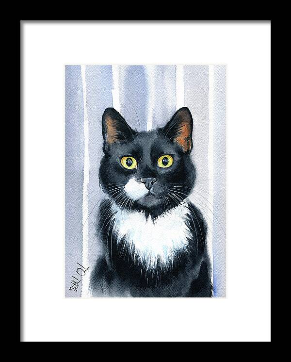 Cats Framed Print featuring the painting Tuxedo Cat Portrait by Dora Hathazi Mendes
