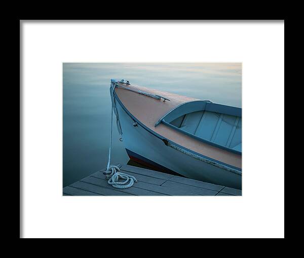 Blue Framed Print featuring the photograph Twilight Blue Boat by Katie Dobies