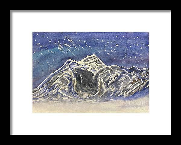 Mt Baker Framed Print featuring the painting Twilight Mountain by Lisa Neuman