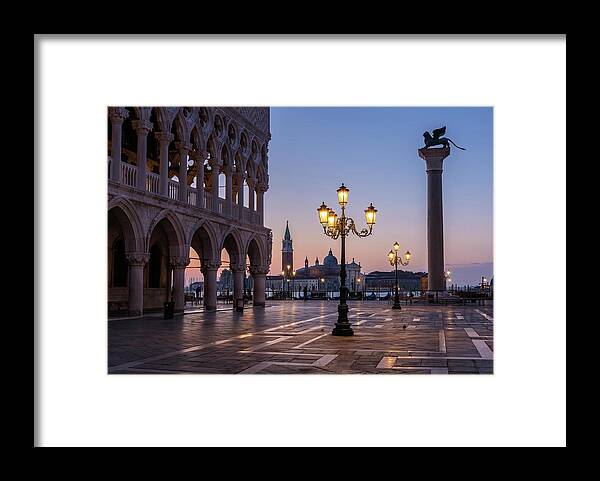 Italy Framed Print featuring the photograph Twilight, St Marks Square, Venice, Italy by Sarah Howard Italy Framed Print featuring the photograph Twilight, St Marks Square, Venice, Italy by Sarah Howard