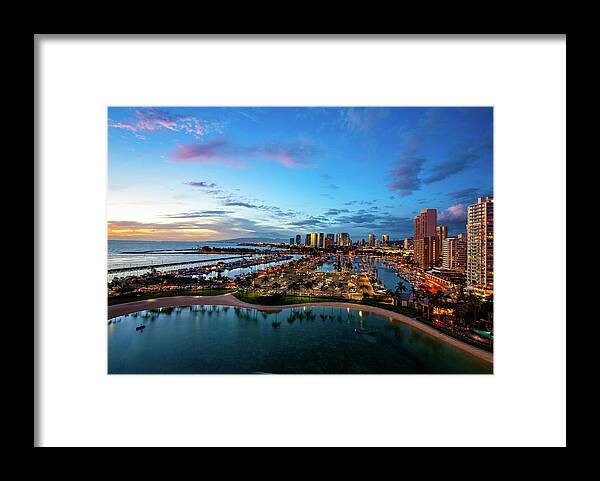 Hawaii Framed Print featuring the photograph Twilight Waikiki by Anthony Jones