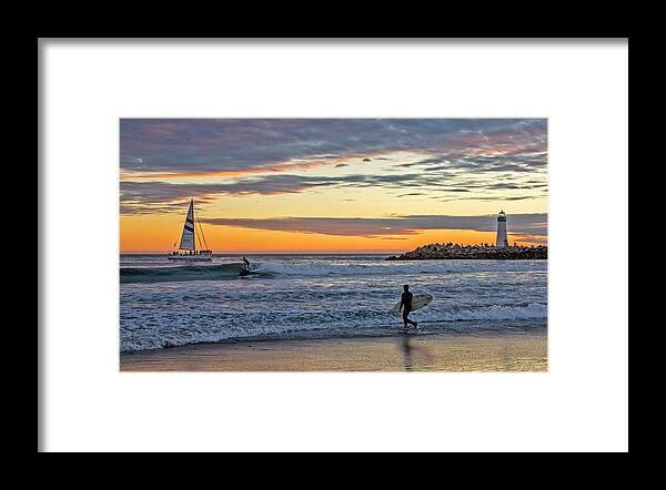 Walton Light House Framed Print featuring the photograph Twin Lakes Beach Sunset #1 by Carla Brennan