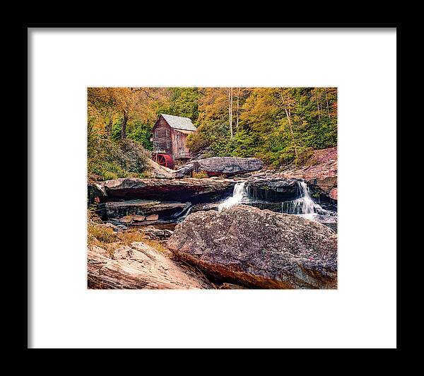 West Virginia Framed Print featuring the photograph Twin Waterfalls and Glade Creek Mill - West Virginia by Gregory Ballos