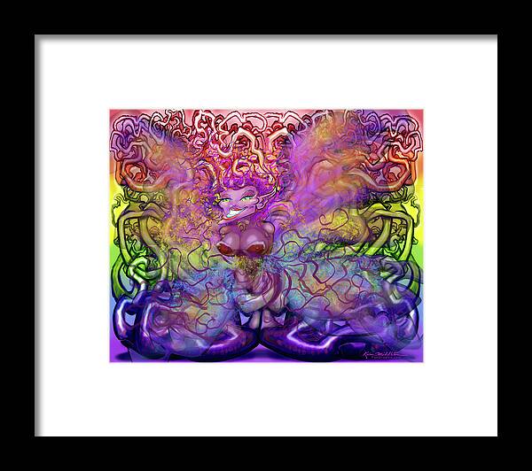 Twisted Framed Print featuring the digital art Twisted Rainbow Pixie Magic by Kevin Middleton