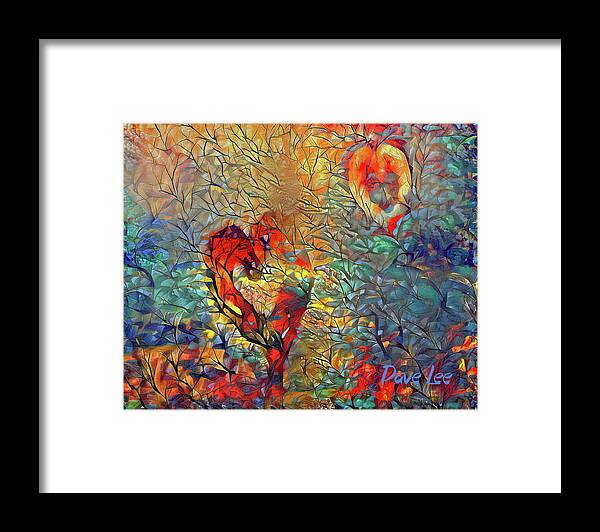 Hearts Framed Print featuring the digital art Two Hearts In Love Need No Words by Dave Lee