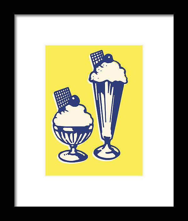 Cherry Framed Print featuring the drawing Two Ice Cream Sundaes by CSA-Archive