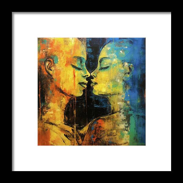 Lovers Framed Print featuring the digital art Two Lovers 22 Colorful Women by Matthias Hauser