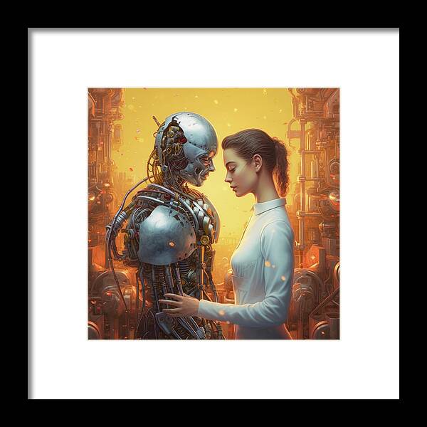 Lovers Framed Print featuring the digital art Two Lovers 23 Gold and Silver by Matthias Hauser