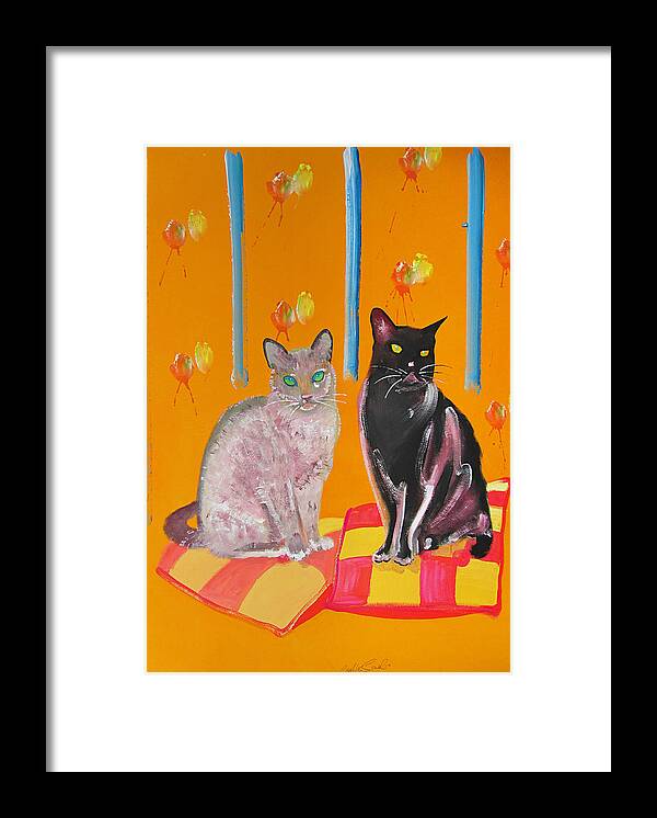 Cats Framed Print featuring the painting Two Oriental Cats by Charles Stuart