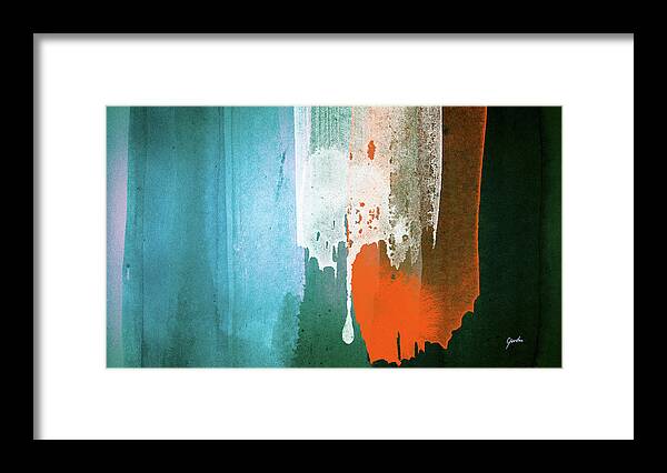 Abstract Framed Print featuring the painting Two Souls - Black Orange And White Calm Abstract Art Painting by Modern Abstract