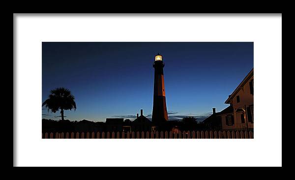 Lighthouse Framed Print featuring the photograph Tybee Island Lighthouse, Ga.- Night Shot by Richard Krebs